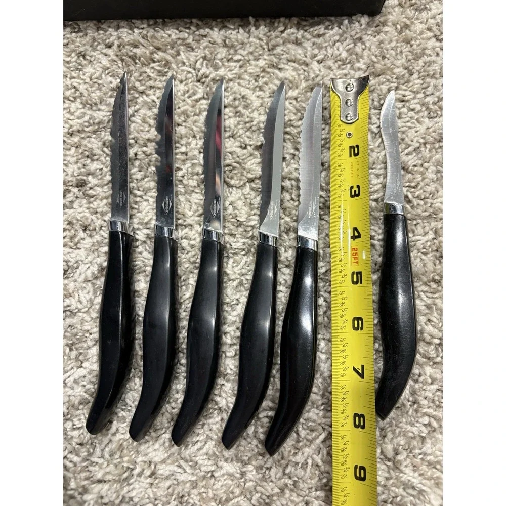 Vintage West Bend Steak Knives Set of 6 Hand Crafted USA Serrated Blades Boxed